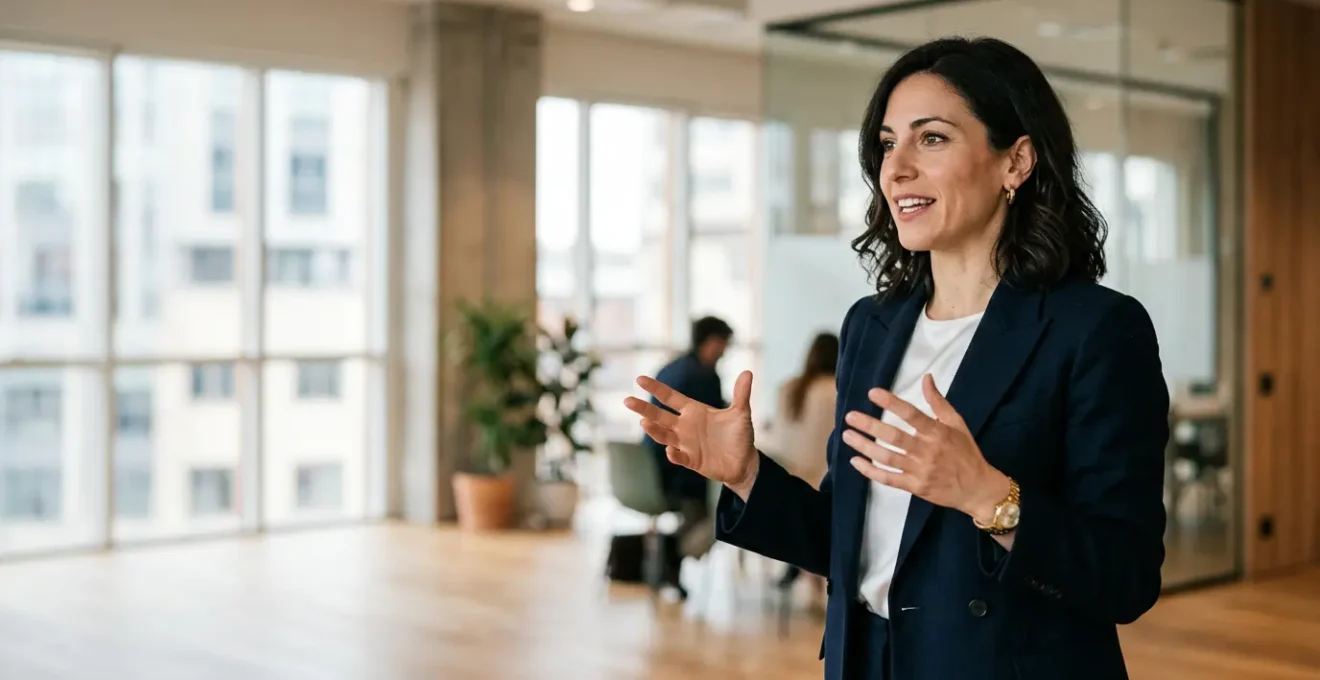 Imprenditore italiano che presenta strategia finanziaria con documenti professionali