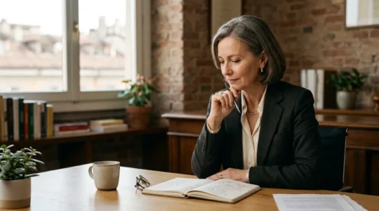 Professionista del coaching in Italia durante una sessione di lavoro strategico
