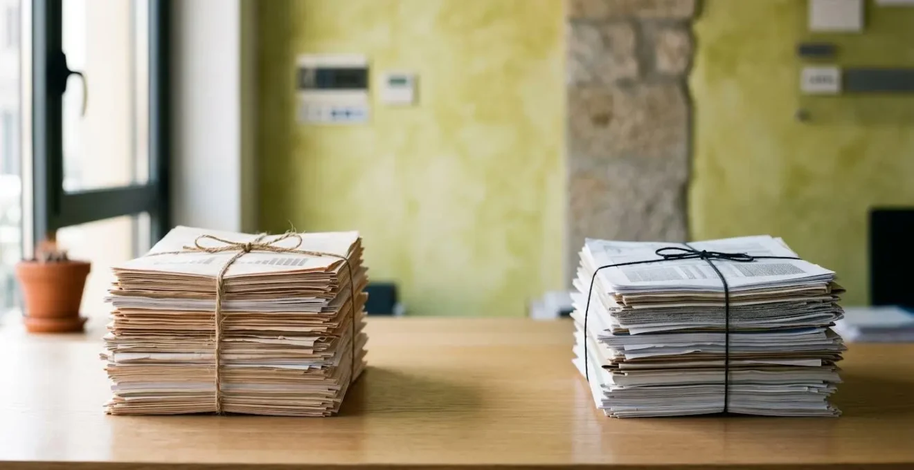 Documenti finanziari affiancati che mostrano diverse tipologie di finanziamento per imprese