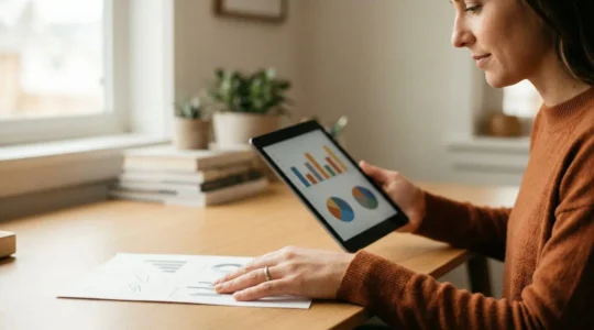 Persona che pianifica strategie finanziarie per generare reddito extra mensile con investimenti contenuti