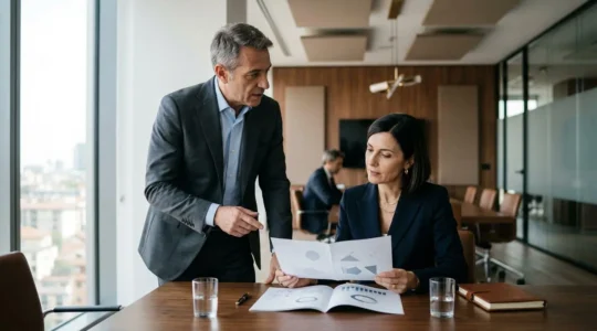 Scena professionale che rappresenta la gestione strategica dell'aumento di capitale per dipendenti in una SRL italiana