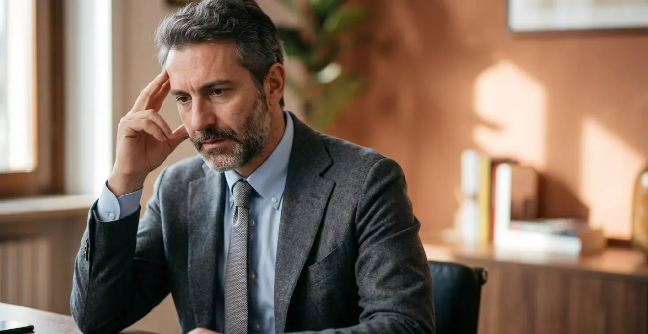Investitore italiano sotto stress emotivo davanti a grafici di mercato in calo
