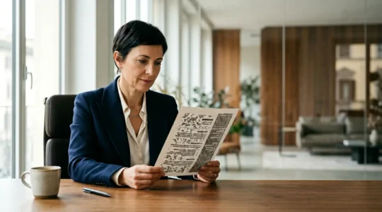 Professionista delle risorse umane che analizza profili tecnici durante un processo di selezione executive