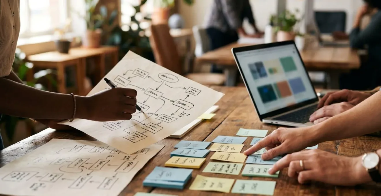 Rappresentazione visiva della creazione collaborativa di procedure operative standard in un ambiente di lavoro dinamico