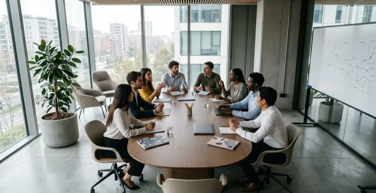 Team aziendale italiano durante una sessione di coaching collaborativo