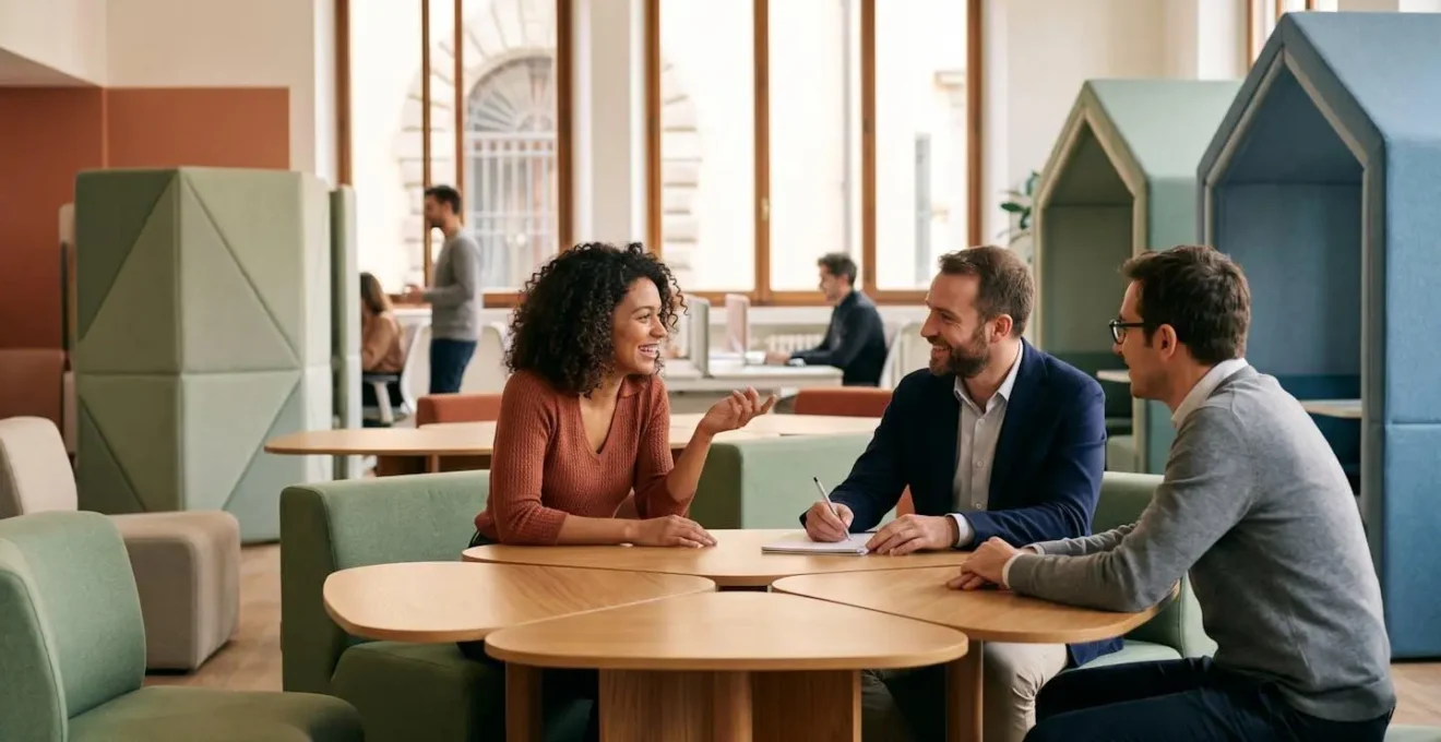 Spazi ufficio moderni progettati per l'Activity-Based Working con aree differenziate per la collaborazione